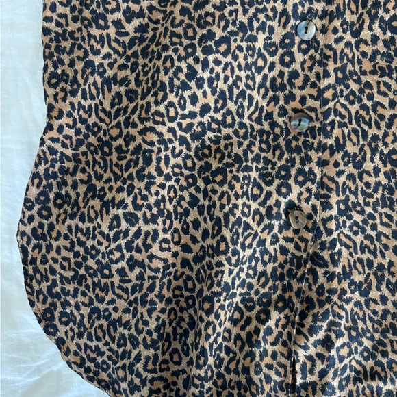 Vintage Clio Leopard Print Button Down Sleeveless Collard Shirt Vest Tank - Picture 4 of 7